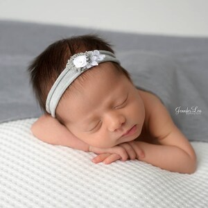 Newborn photo prop swaddle wrap baby boy gray jersey fabric wrap for newborn photography image 3