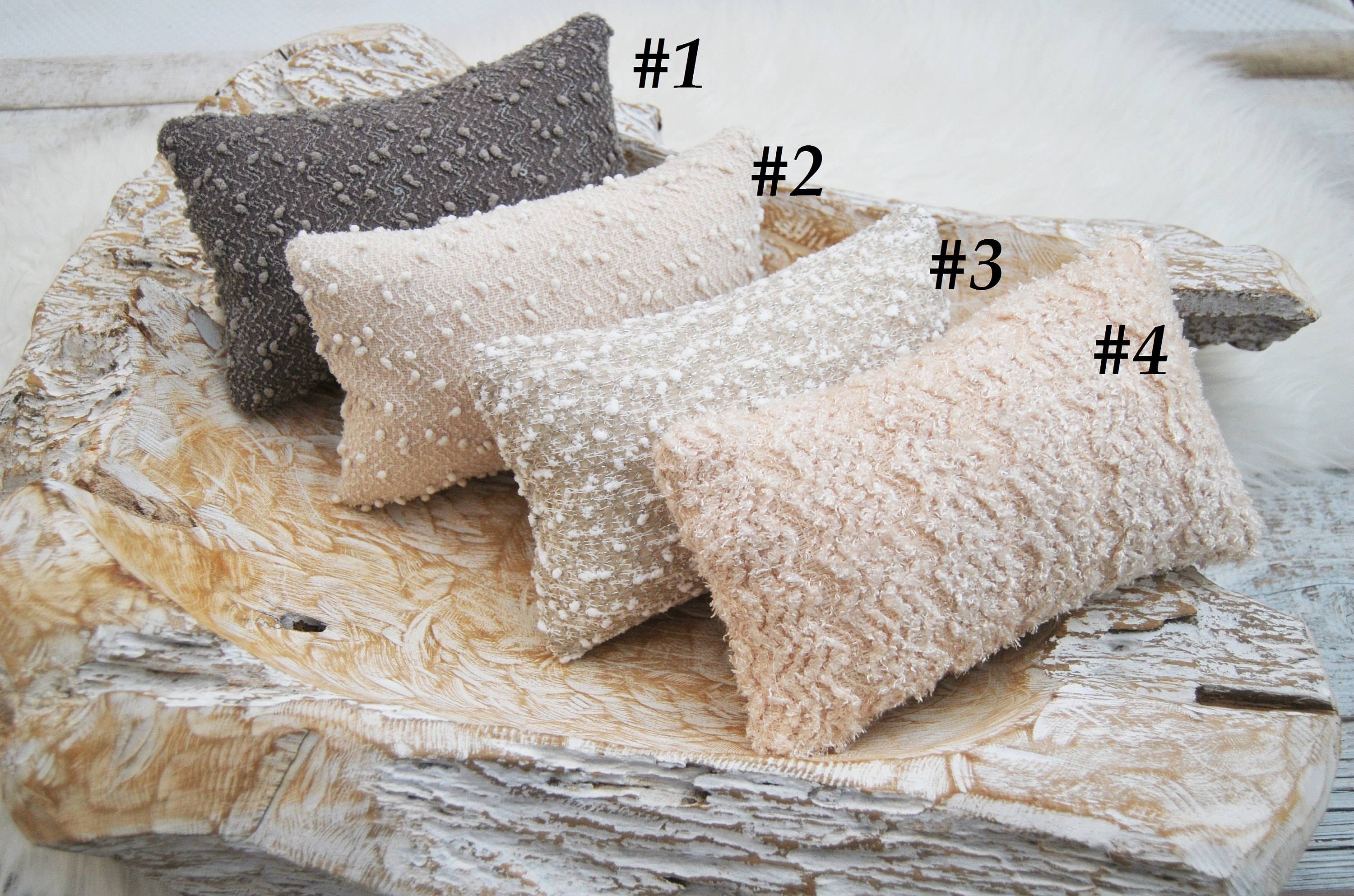 Decorative newborn pillow photo prop, neutral photography pillow