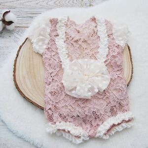 Sitter Romper Baby Girl Sitter Photography Outfit Pink Lace Romper for Sitter Girl Photo Shoot Photography Props Baby Girl Props