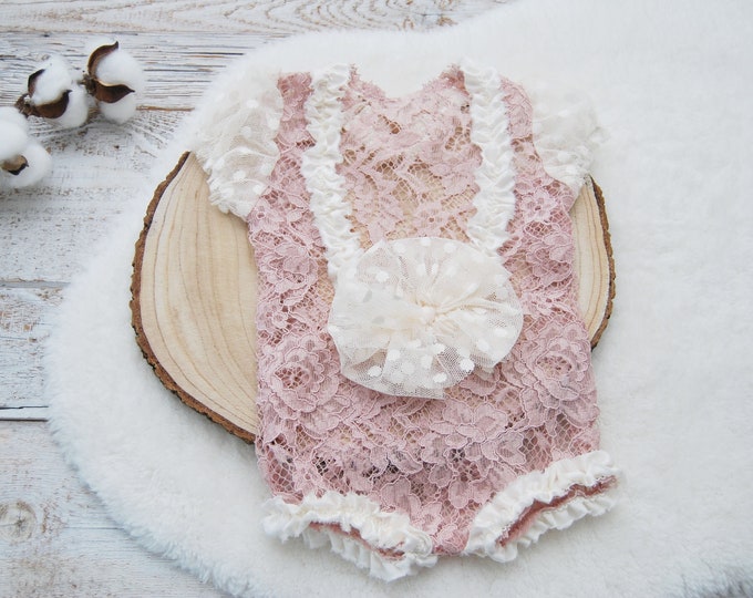 Sitter Romper Baby Girl Sitter Photography Outfit Pink Lace Romper for Sitter Girl Photo Shoot Photography Props Baby Girl Props