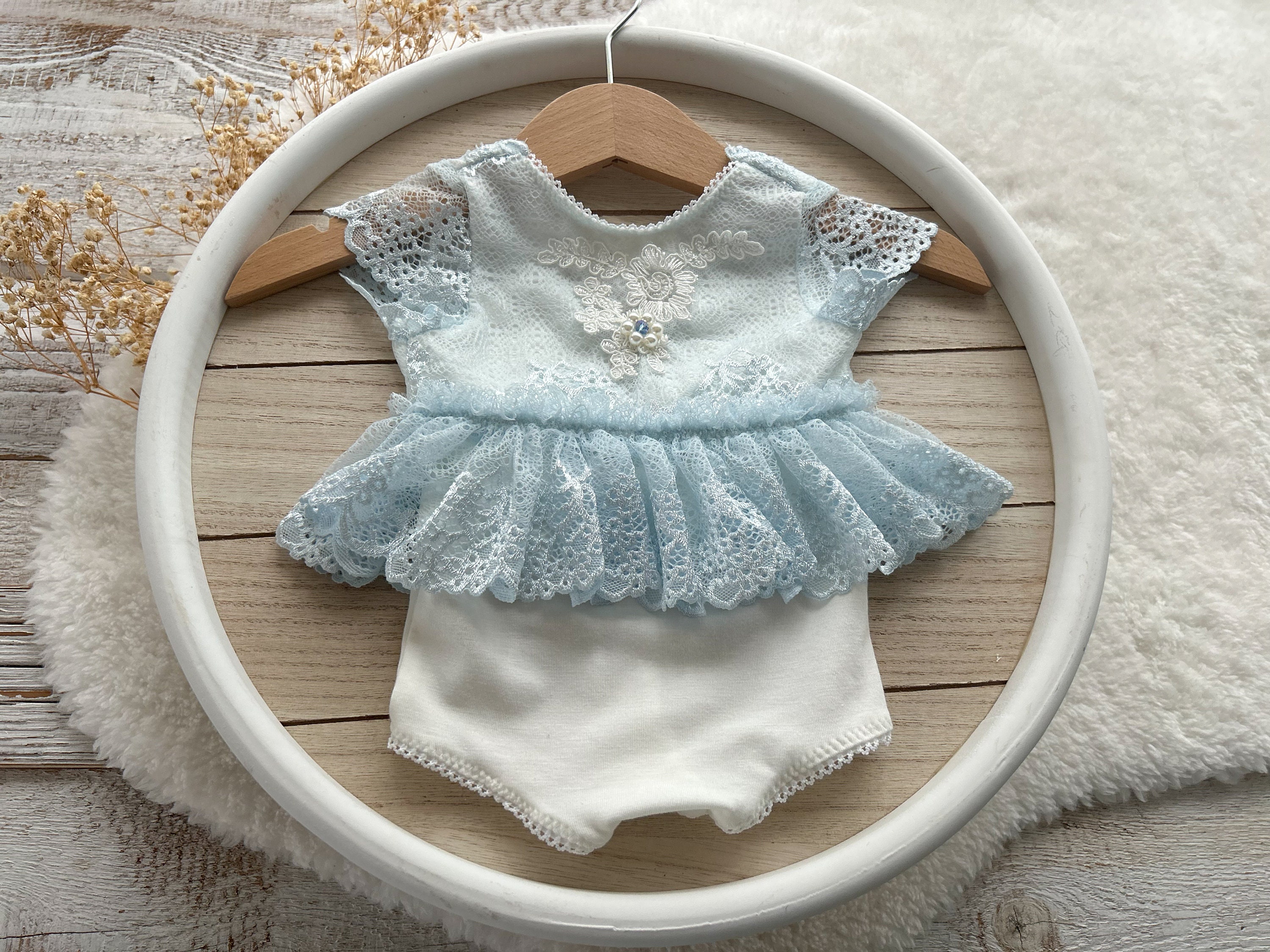 Blue Lace Romper Newborn - Etsy