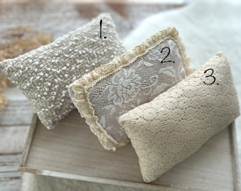 Beige kant poseerkussen pasgeborene voor eerste fotoshoot, poseerrekwisieten voor babymeisje