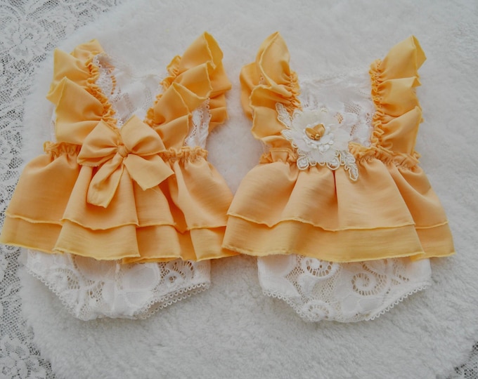 Ruffled Romper Newborn Girl Baby Girl Photo Outfit Newborn Photo Props Photography Romper Yellow Outfit Newborn Photo Prop Romper