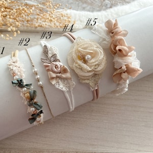Newborn Headband Baby Girl Newborn Photography Props Newborn Headband for Photography Baby Girl Headband SET Neutral Headband Tieback