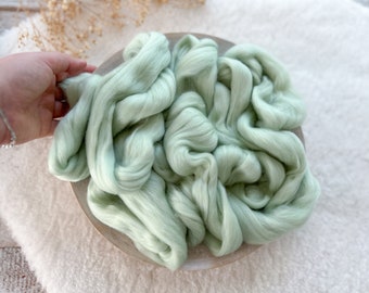 Newborn Prop Merino Wool Layer for Newborn Nest Wool Basket Filler LIGHT MINT Wool Basket Stuffer for Newborn Photography Newborn Layer Prop