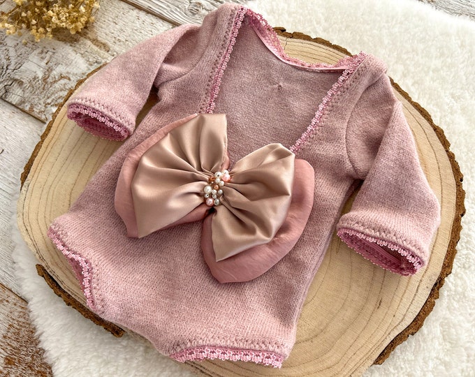 Newborn Photo Outfit Girl Newborn Romper Pink Baby Girl Outfit Photography Prop Newborn Props Girl