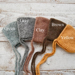 Knit Newborn Bonnet Alpaca Bonnet Baby Newborn Photo Props Knitted Baby Bonnet Newborn Hat Neutral Photo Props
