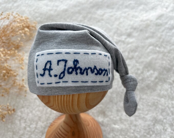 Monogrammed Newborn Hat Baby Boy Personalized Hat Newborn Photography Prop Newborn Beanie with NAME HAT NEWBORN Coming Home Hat Newborn Gift