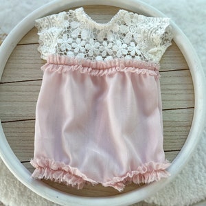 Newborn photo outfit for baby girl newborn photography, pink newborn romper, lace romper, newborn photo prop, newborn photography prop