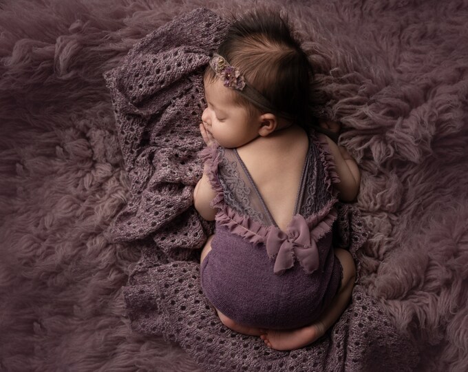 Purple Newborn Girl Photo Outfit, Newborn Photo Props Girl, Newborn Romper Photography, Baby Girl Outfits for Photoshoot
