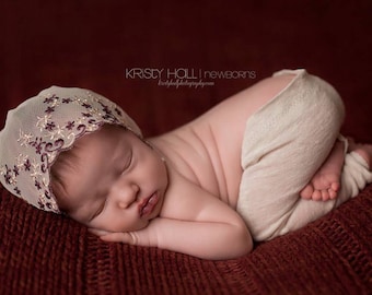 Newborn lace bonnet baby girl photo prop; lace baby girl bonnet, newborn photo prop