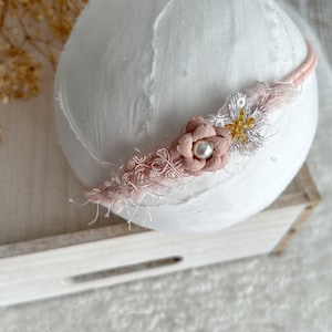 Newborn Headband Baby Girl for Photography Newborn Photo Prop Headband Floral Headband Dainty Headband Dusty Pink Rose Headband Girl Sitter