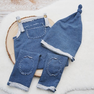 Sitter Outfit Baby Boy Photography Prop Outfit Baby Boy Set Romper and Hat Sitter Romper for Photo Shoots Blue Baby Romper