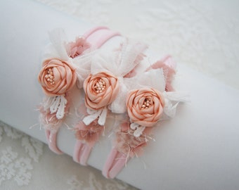 Flower baby girl headband photo prop newborn photography tieback headband