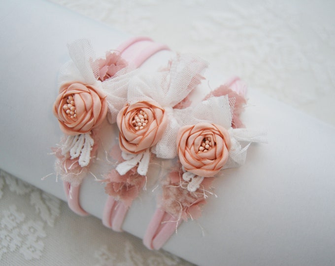 Flower baby girl headband photo prop newborn photography tieback headband