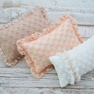 Newborn posing pillow photo prop, lace decorative pillow for first photo shoot, baby pillow prop