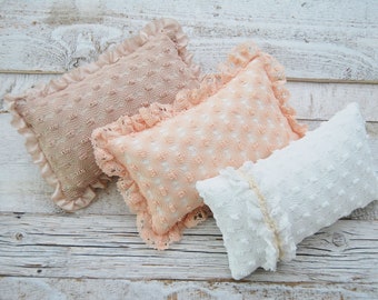 Newborn posing pillow photo prop, lace decorative pillow for first photo shoot, baby pillow prop
