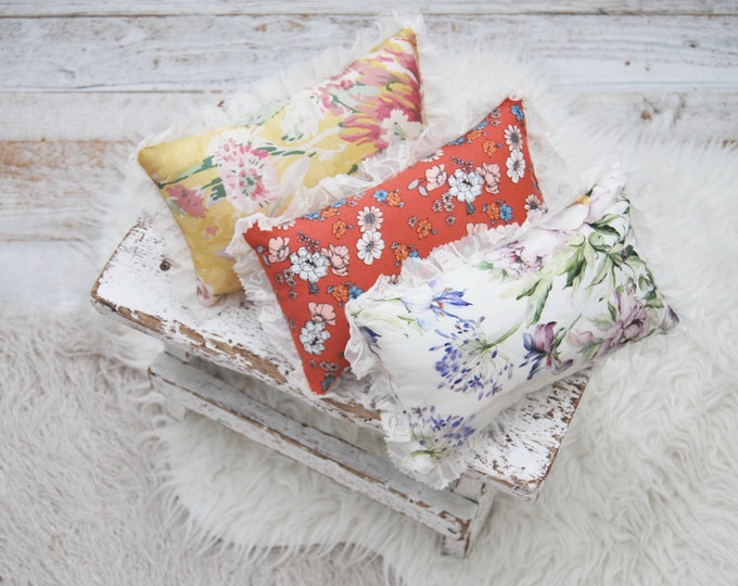 Floral newborn posing pillow for photography shoots, photo pillow