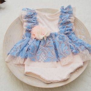 Newborn Romper Newborn Photo Prop Dress Lace Romper Baby Girl Blue Pink Baby Girl Photo Outfit Photography Props Baby Photo Prop
