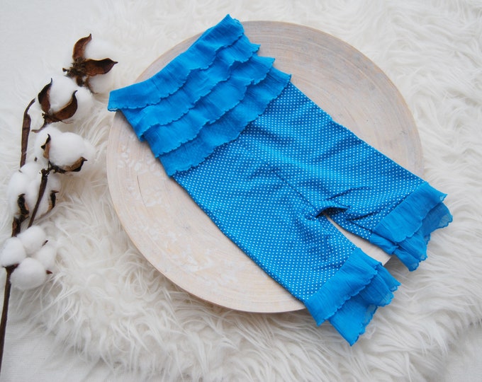 Newborn props baby girl ruffle romper photo outfit blue polka dot outfit photography prop
