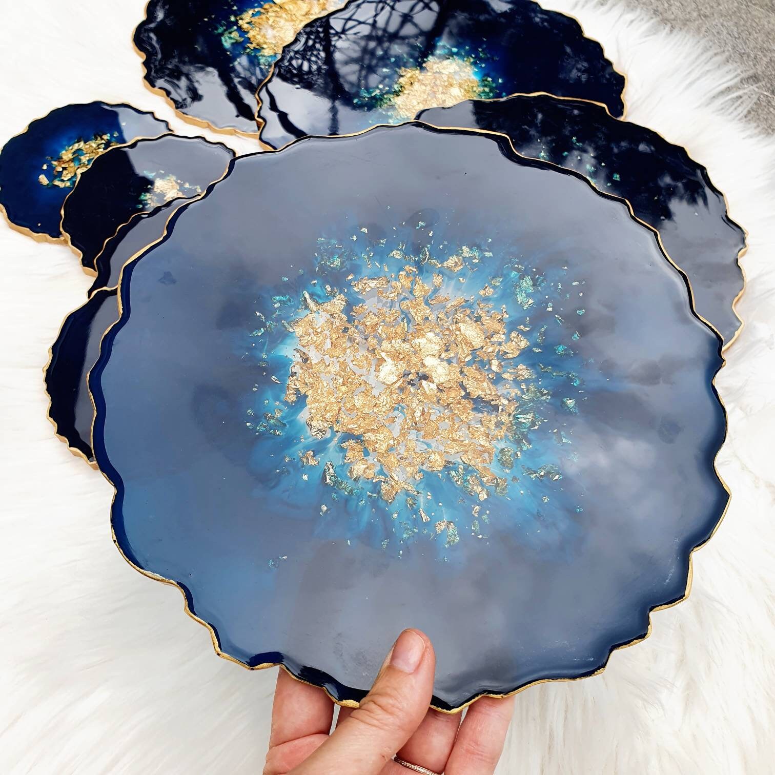 Agate Placemat and Coaster Set Dinnerware Resin Placemat Etsy