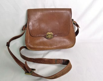 Vintage Brown thick Leather shoulder bag old retro purese university cognac genuine leather messenger bag