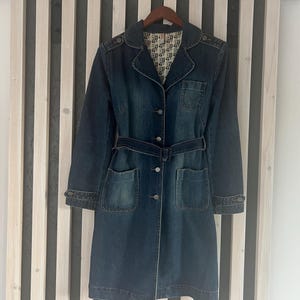 Vintage 80s Denim Trench Coat - Light Blue Midi Length - Made in Australia