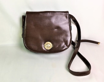 Vintage brown Leather shoulder bag chocolate Brown crossbody purse brown leather purse across the body purse leather satchel