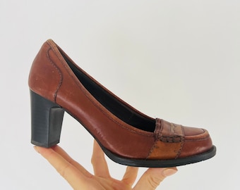 Zapatos de tacón vintage BELMONDO de piel marrón - Talla italiana 37 EU / 4.5 UK