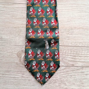 Vintage Retro Silk Tie forest green with Santa Claus tie Christmas tie Classical man accessory Mid Century Men&#39;s Fashion Made in Italy