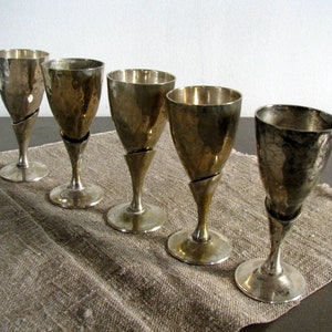 Antique Silver plated Goblet Footed bowl Antique Tableware Silver flutes EPNS Vintage wedding table Liqueur glasses cordial cups