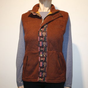Women Retro cloth vest brown waistcoat zippered large size Sportsmanship