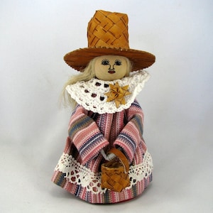 Swedish wooden doll Swedish doll figurine Girl figurine Wooden folk doll Handmade Sweden souvenir