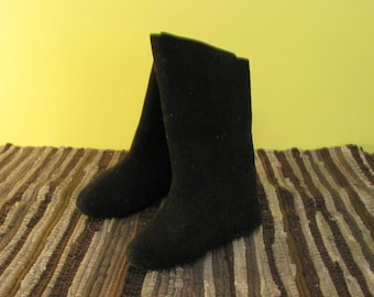 Vintage Kids Valenki Boots USSR 1970s–1980s, Black Felt Wool Winter Boots Children, Traditional Slavic Handmade Snow Boots