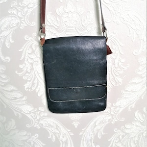 Umhängetasche aus Leder mit langem Riemen Schwarze Leder Umhängetasche Leder Satchel Leder Handtasche Schwarze dicke Leder Umhängetasche