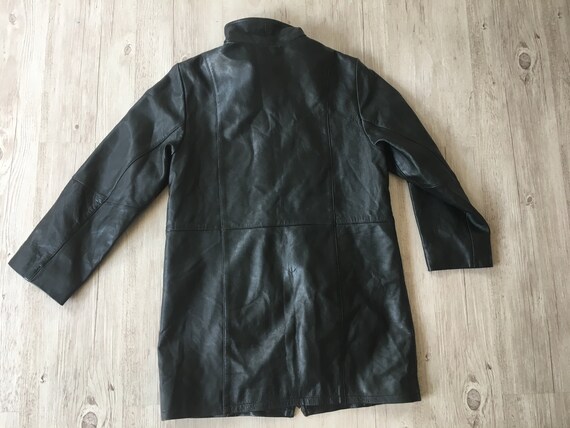 Vintage black Leather women Coat 90s Jacket Size … - image 7