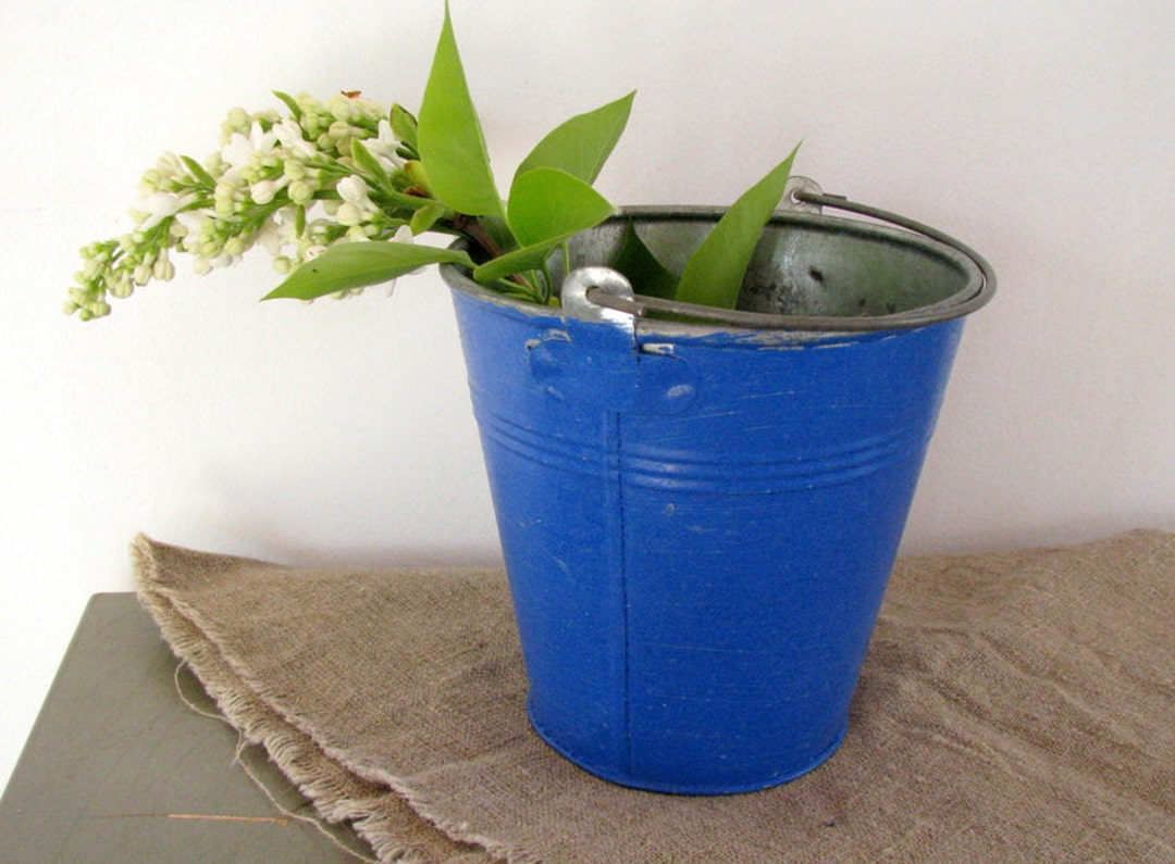 Scandinavian Vintage Blue Tin Bucket Tin Pail Metal Bucket Tin Etsy