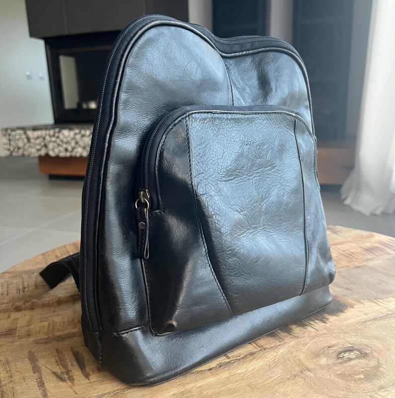 Mochila Vintage The Monte em Couro Preto, Bolsa Pequena para Cidade ...