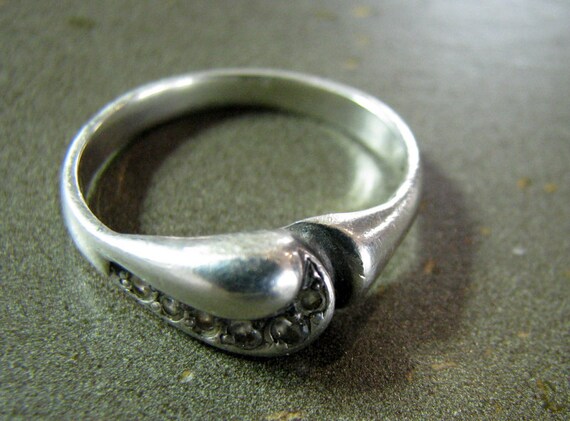 Silver ring 925 hall mark Sterling silver Clear g… - image 4