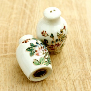 Antique or Vintage Porcelain Hand Painted Ceramic Salt Pepper Shakers Spices Serving Vintage Kitchen French Country Retro Shakers