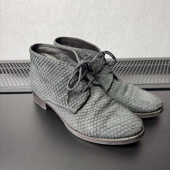 Vintage Rizzolli Manufakturizo Made in Italy Woven Leather Ankle Boots Gray Chukka Boots US 8.5 EU 39