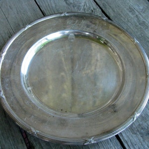 Metalen bord Zeer oud Rond dienblad Rond zilveren bord GAB NS Alp zilveren bord monogram initialen OIF