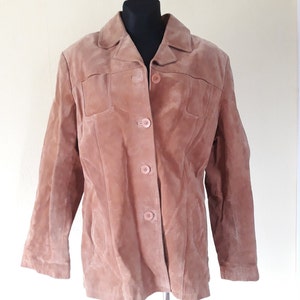 Vintage ladies foxy brown suede leather jacket Women Buttoned Coat / womens clothing