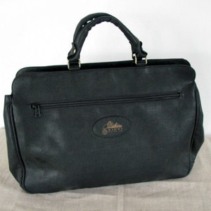 Vintage black vegan leather Leatherette briefcase Attache Laptop Bag Document travel handbag