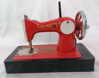 vintage toy sewing machine Small table manual machine Hand Crank nursery retro decor Made in USSR era