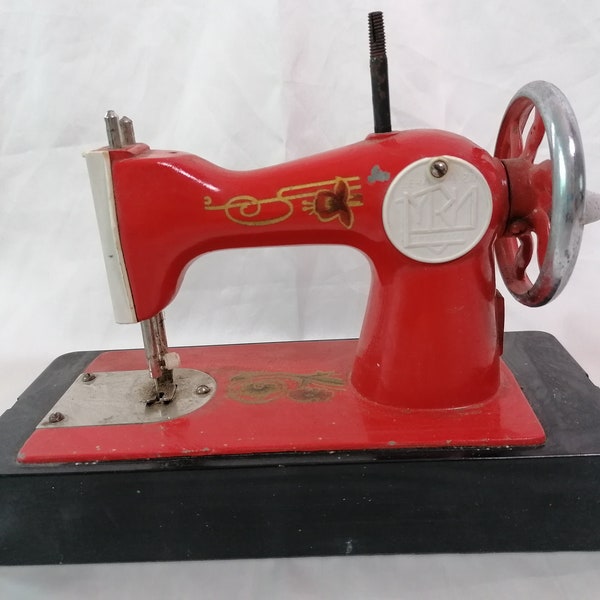 vintage toy sewing machine Small table manual machine Hand Crank nursery retro decor Made in USSR era