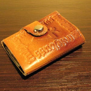 Soviet Vintage tooled leather wallet tickets purse with original tickets Brown transportation purse Collectible gift Business cards holder