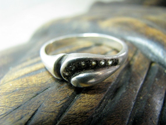 Silver ring 925 hall mark Sterling silver Clear g… - image 2