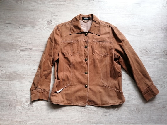Vintage Pret a Porter Women Retro Brown Denim Jack