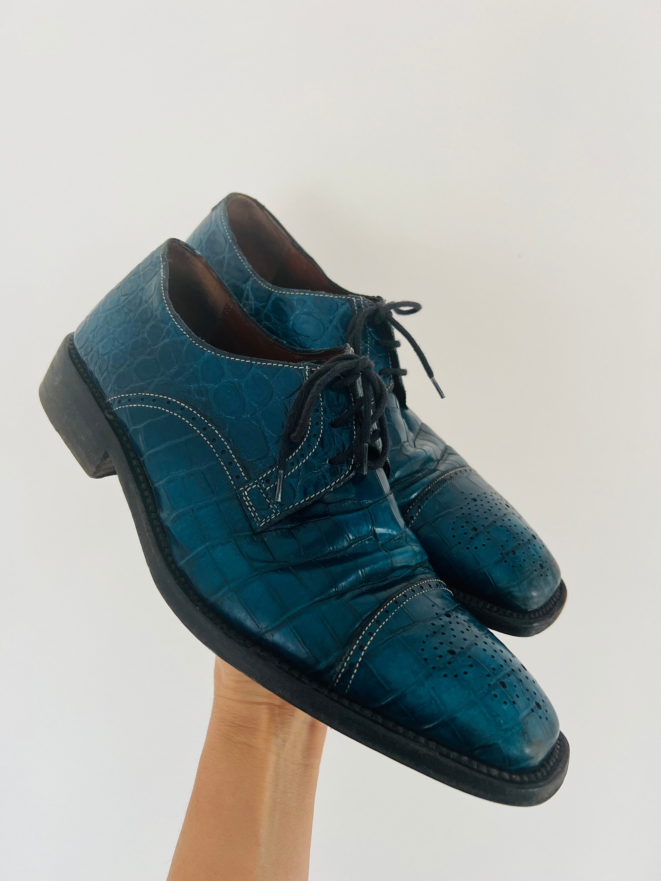 VERO CUOIO handgemaakte oxfords herenschoenen marineblauw leer Italiaanse maat 6 1 2 Etsy Nederland